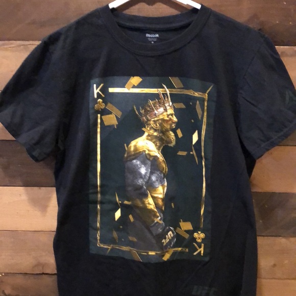 UFC Reebok Connor McGregor The King Playing Card T Shirt Mens M Black Gold - Picture 2 of 3